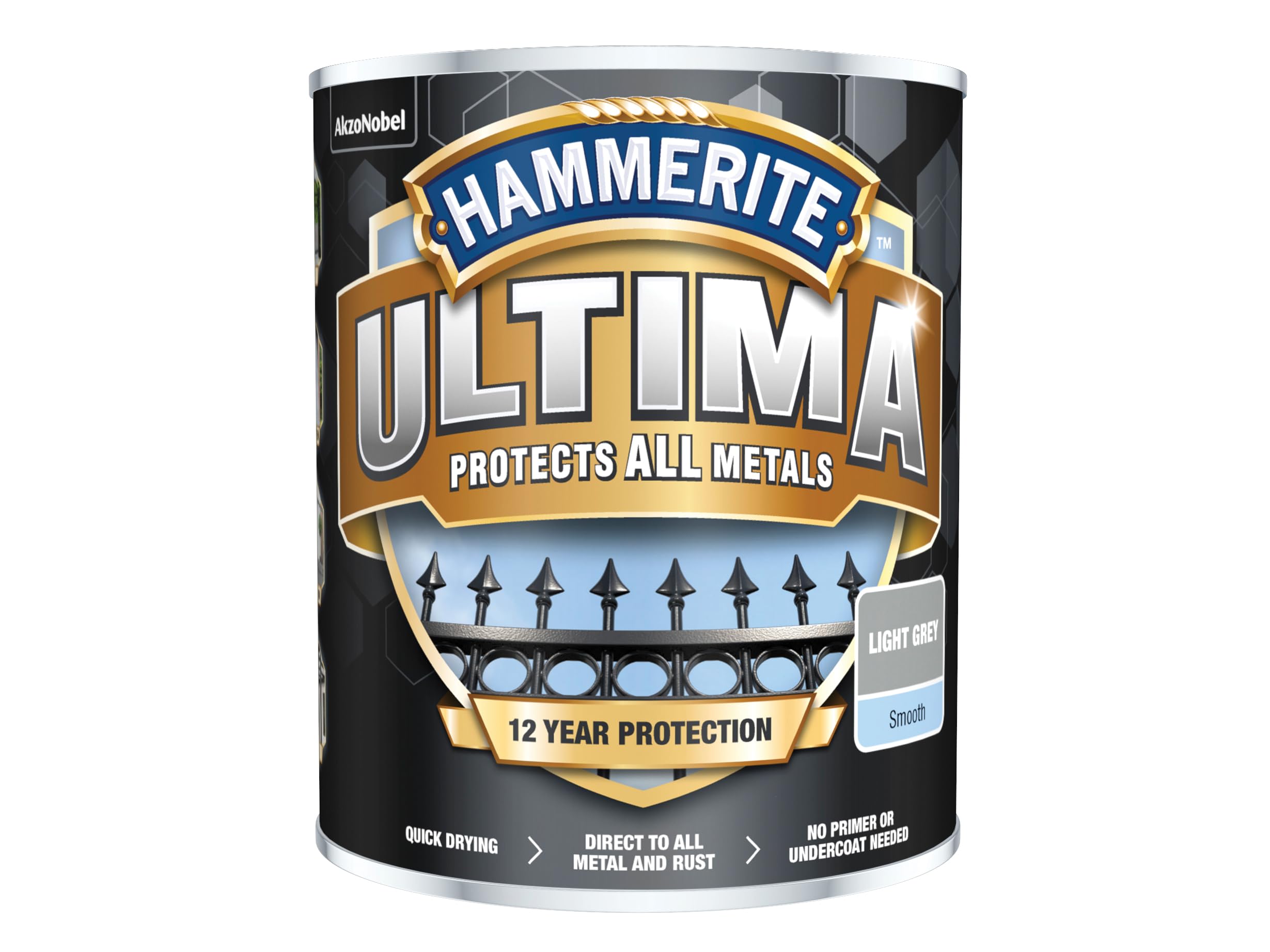 Hammerite Ultima Smooth Metal Paint - 750ml - Light Grey