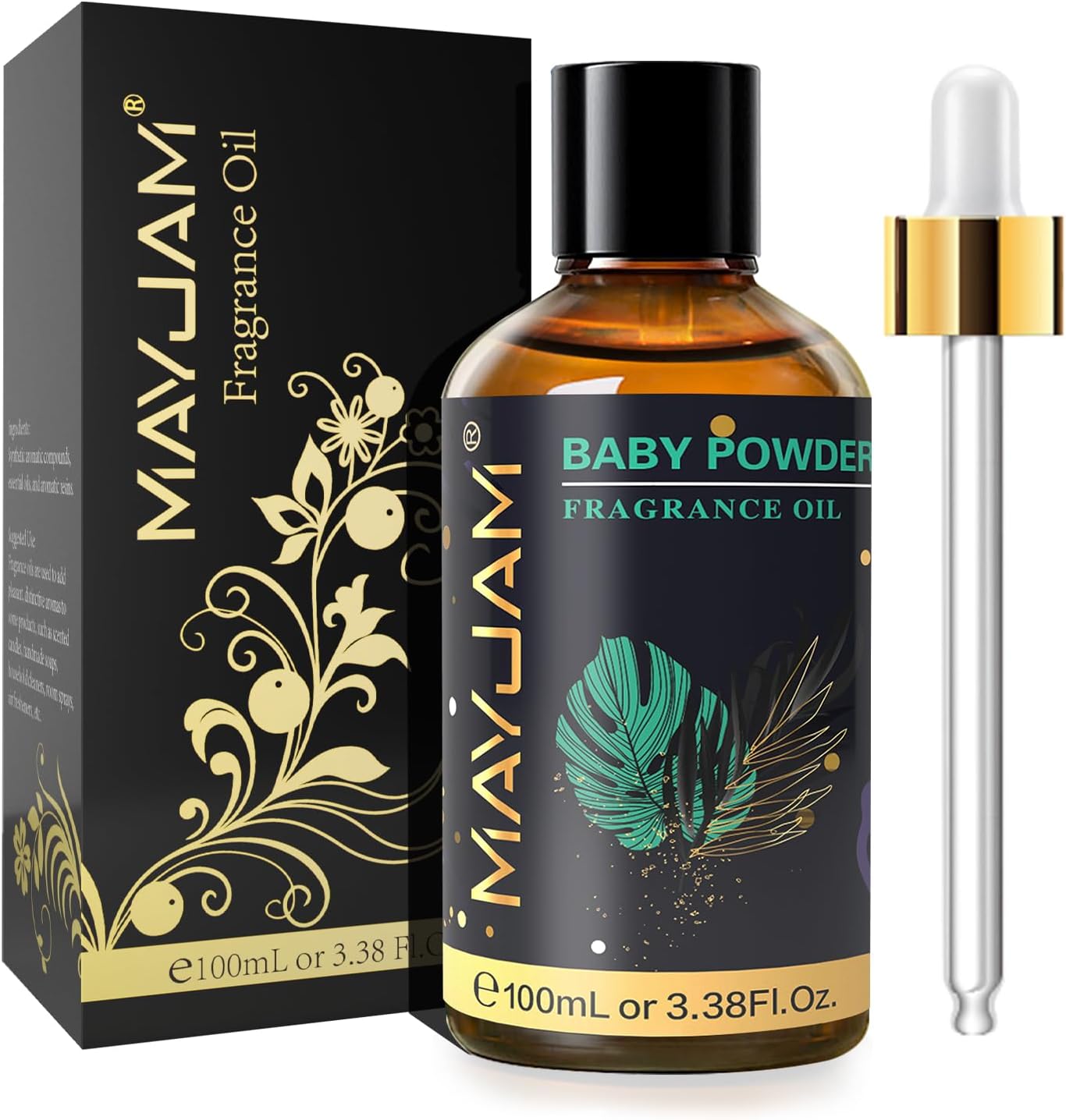 100ML/3.38FL.OZ Baby Powder Fragrance Oils with Glass Dropper, Essential Oils for Diffusers for Home, Long Lasting Scented Oils for Diffusers Soap Candle Making