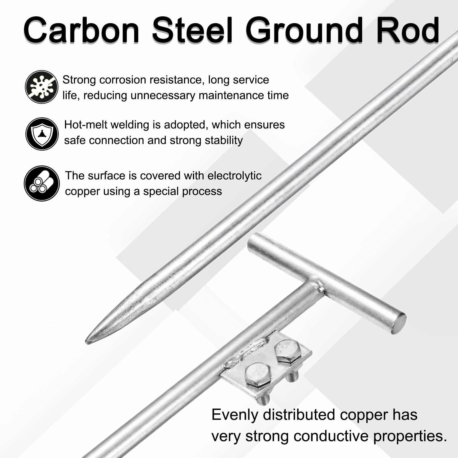 QUARKZMAN Palo Terra Freddo Zincato Messa a Terra 3.3ft 2pz