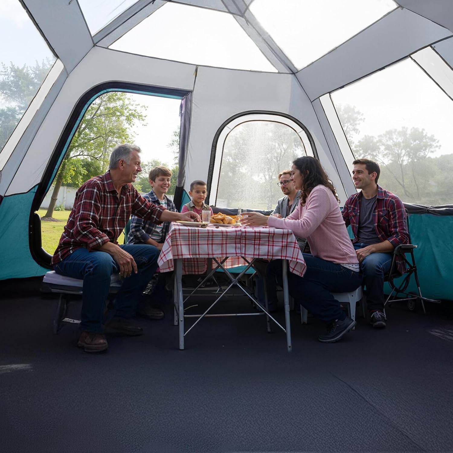 Camping Tents 4/6 Person Pop Up - Sets Up in 60s for Family Camping, Windproof Design, Family Cabin Tent with Rainfly & Backpack Carry Bag