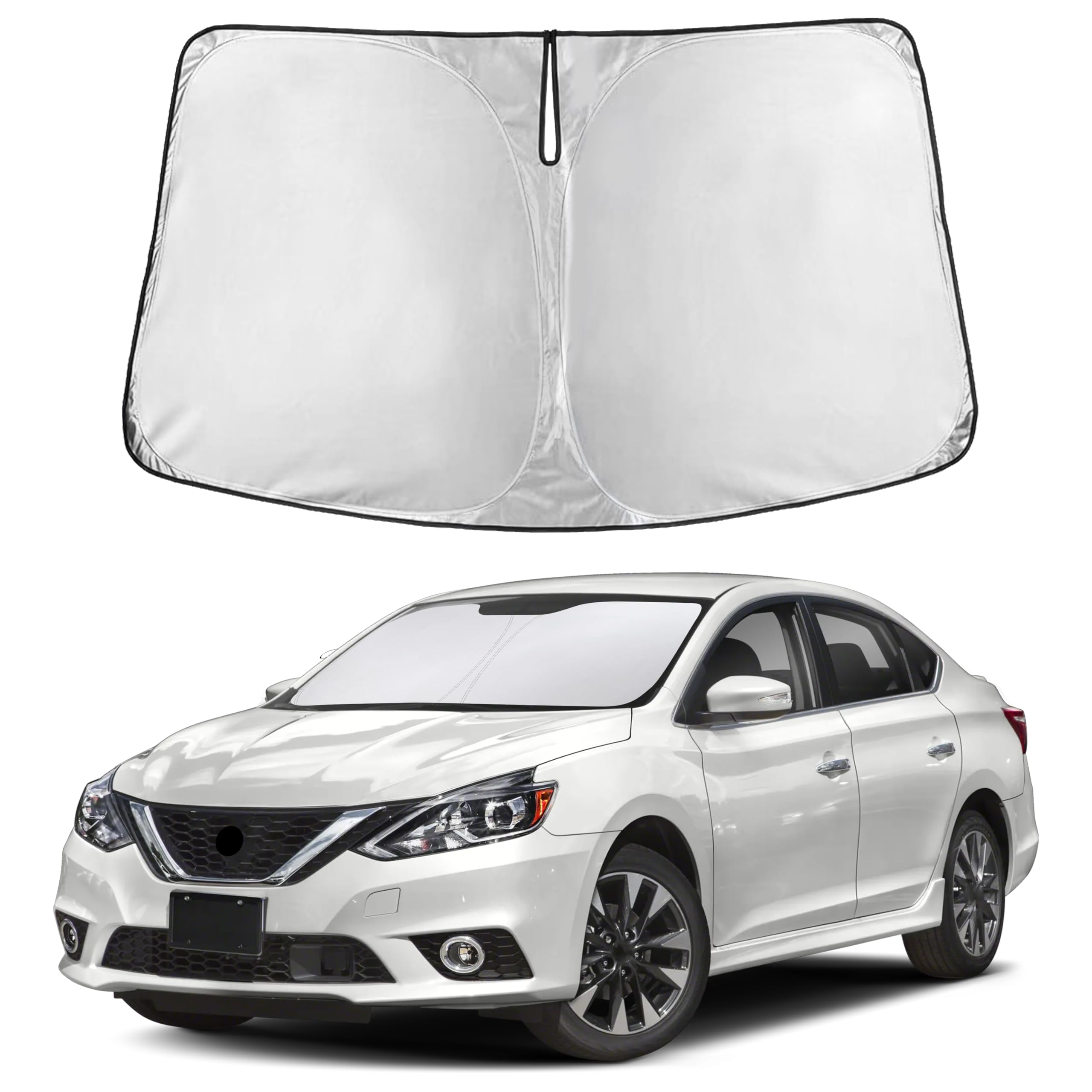 Autovir Windshield Sun Shade Fit for 2013-2017 2018 2019 Nissan Sentra Sunshade, Front Car Window Shades Sun Visor, Blocks UV Rays & Heat, Car Accessories Fit for Nissan Sentra 2013-2019
