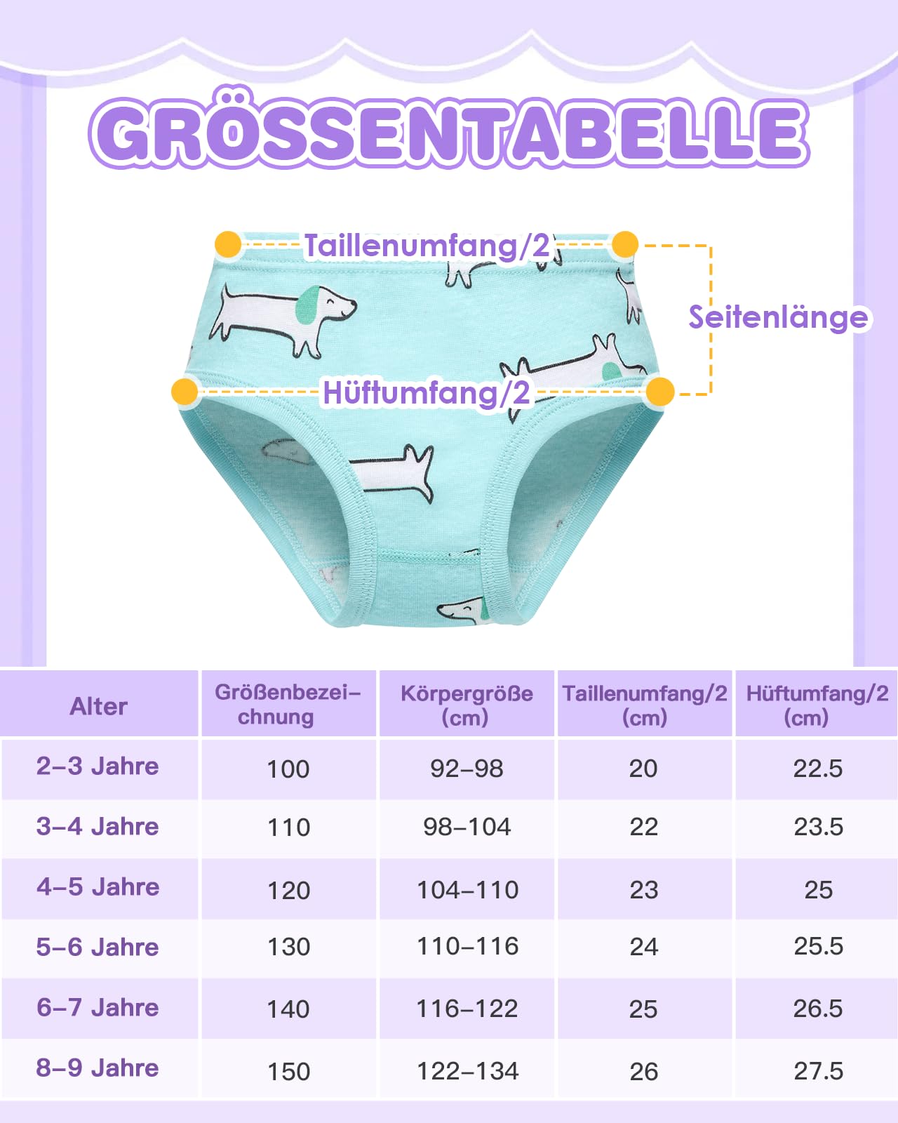 Unterhosen Mädchen 100% Baumwolle Bequeme Slips für Kinder 92-134 (2-9 Jahre) Einzigartige Designs täglichen Tragen 10er Pack
