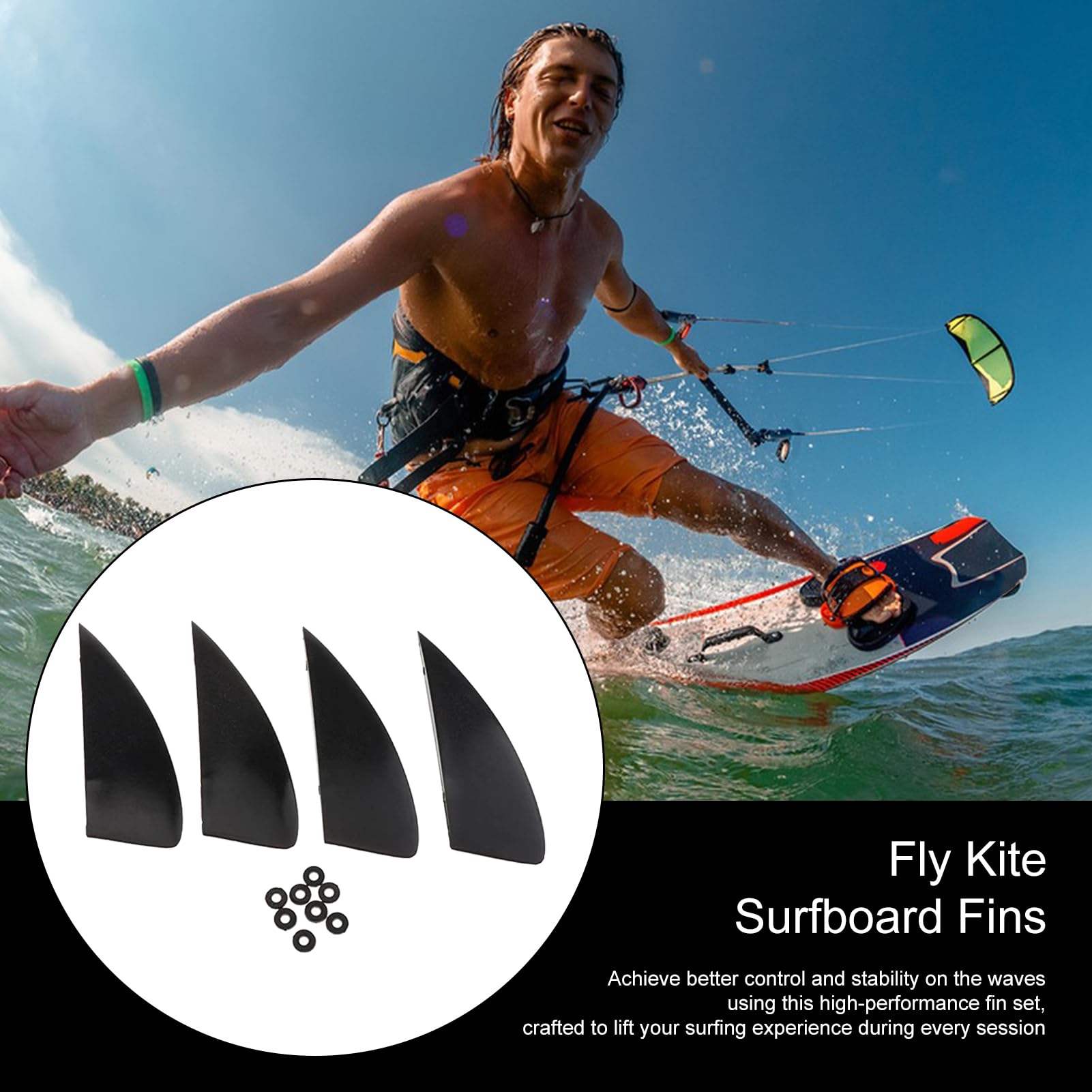 Aileron De Surf,Stabilisateur Aquatique Démontable pour Kitesurf | Set de 4 Pièces Léger Amovible pour Surf, Natation et Sports Nautiques
