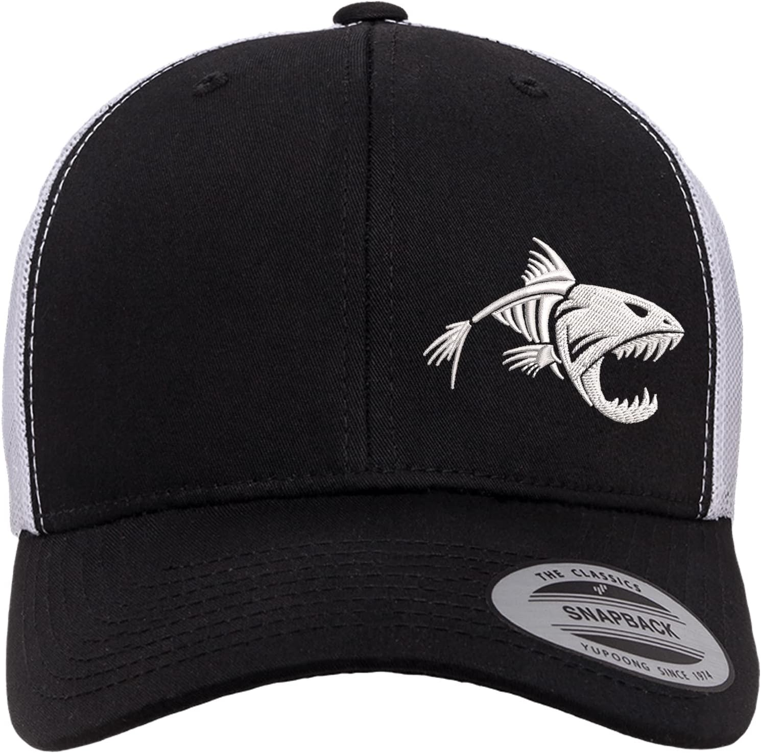 Embroidered Fish Bone Trucker Hat – Mesh Snapback Fishing Cap for Men & Women, Breathable Outdoor Baseball Hat