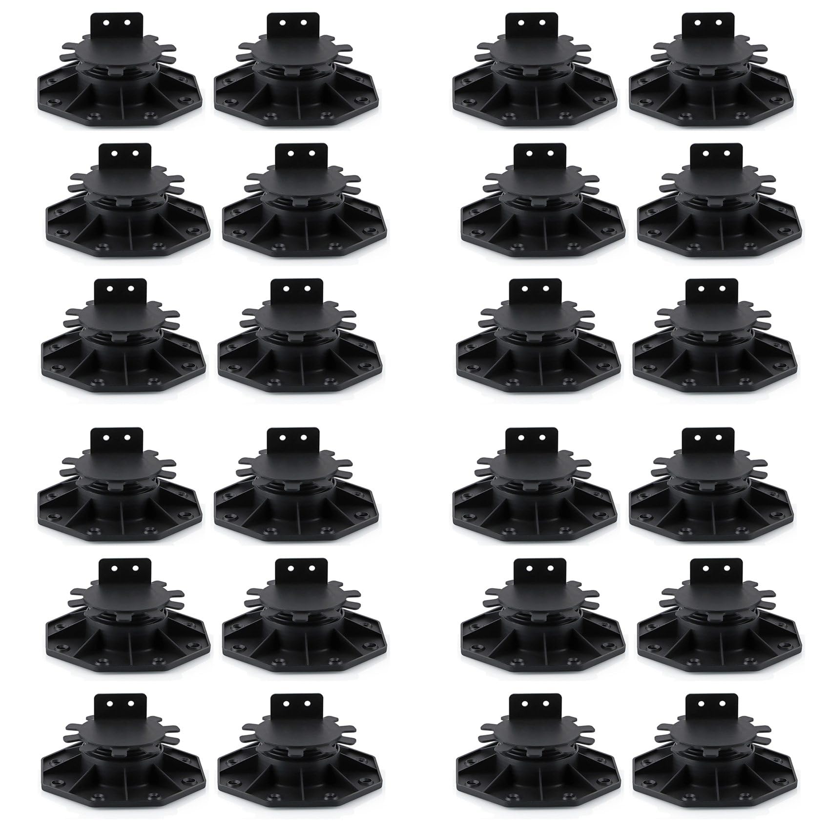 Jnchdghwa Black 24 Pcs Joist Support Pedestals, Adjustable Decking & Flooring Support Pedestal For Deck, Timber Base