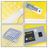 Vista 8 de CROSSDESIGN Incubadora digital automática de huevos con 48 huevos, criador de aves de corral, con control de temperatura y giro automático