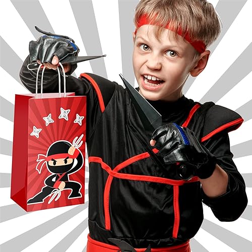 Miniatura 3 de 24 bolsas de regalo de fiesta ninja con asas, suministros de fiesta de cumpleaños ninja bolsas de regalo de fiesta, bolsas de regalo de fiesta ninja
