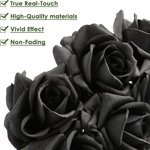Miniatura 3 de Eyamumo 7 rosas artificiales, flores artificiales de seda sintética, flores falsas de tacto real, decoración de bricolaje para bodas, fiestas,