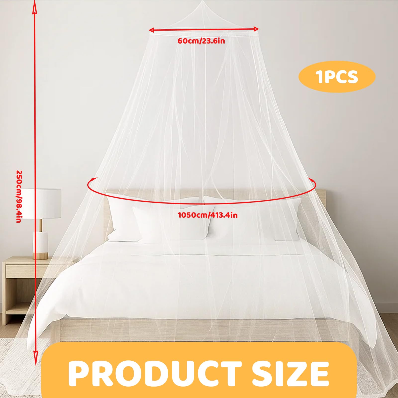 Mosquito Net for Bed Mosquito Net Travel, Large Single Door Round Canopy - Image 2