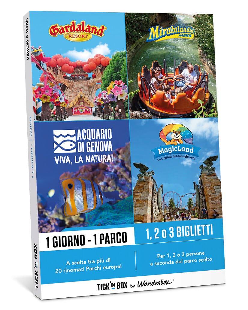 Tick&Box - Geschenkbox - Multiparks - 1 Tag / 1 Park - 1 bis 3 Personen - 1 bis 3 Tickets für 1 Tag nach Ihrer Wahl aus mehr als 20 Parks in verschiedenen Ländern | 1 bis 3 Tickets für 1 Tag Ihrer Wahl aus mehr als 20 Parks in verschiedenen Ländern - Gült