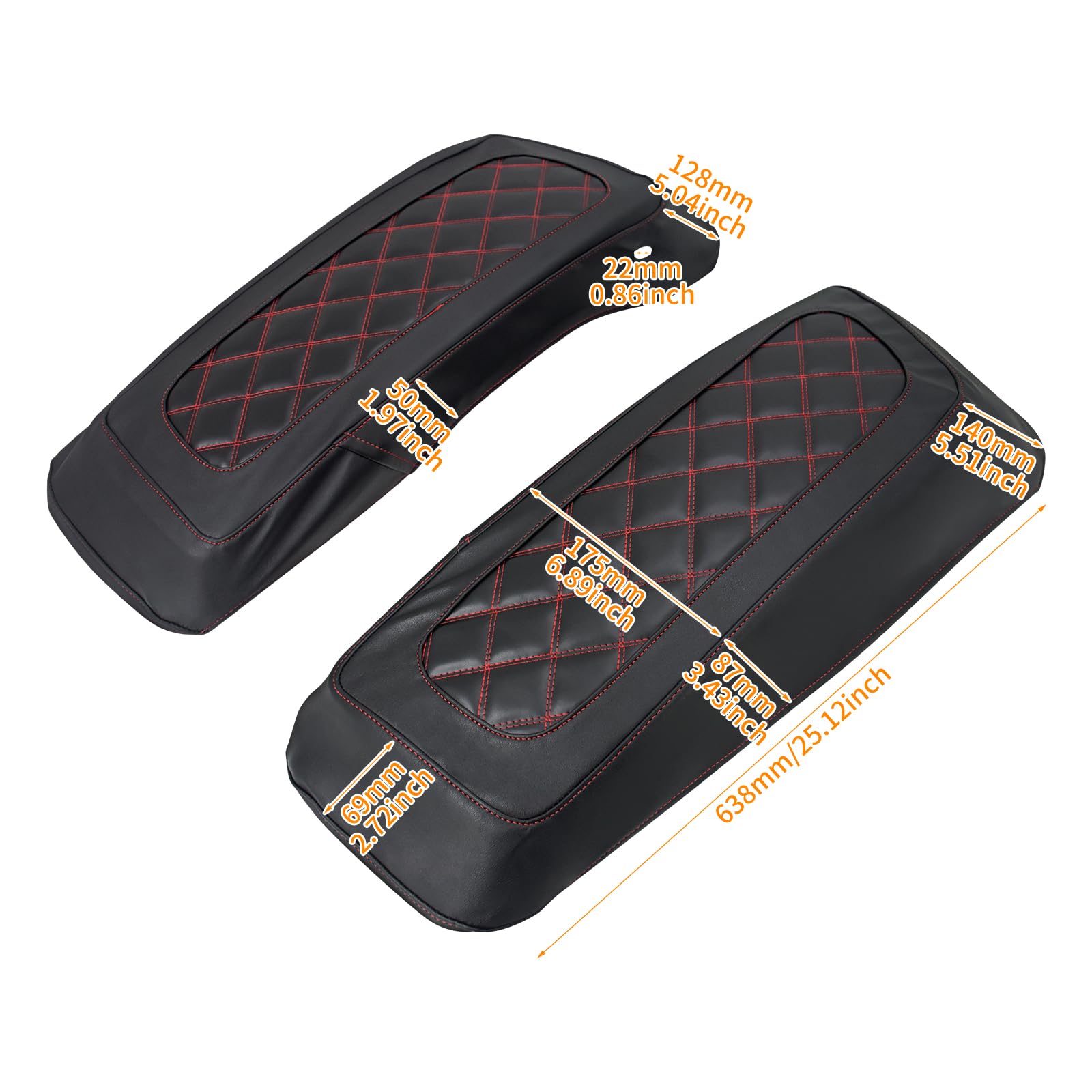 Housses de Couvercle de Sacoche, Housses rigides pour Harley Touring Street Glide Road Glide Road King Electra Glide Tri Glide 2014-2024 (Coutures Rouges)