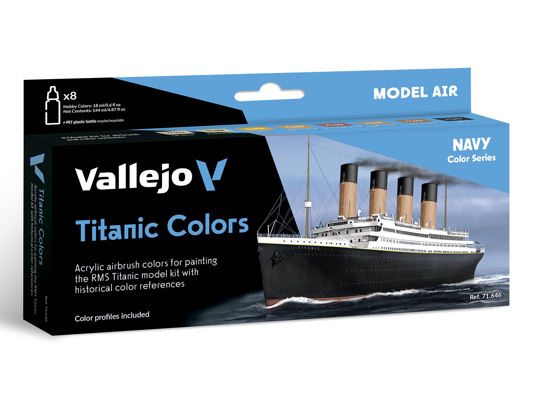 Amazon.com: Vallejo Model Air Set 71646 Titanic Colors (8) : Arts