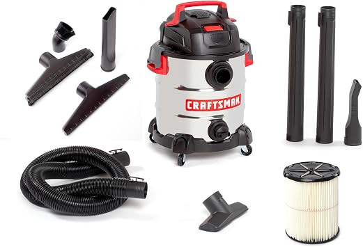 CRAFTSMAN CMXEVBE17155 10 Gallon 6.0 Peak HP Stainless Steel Vacuum Bundle