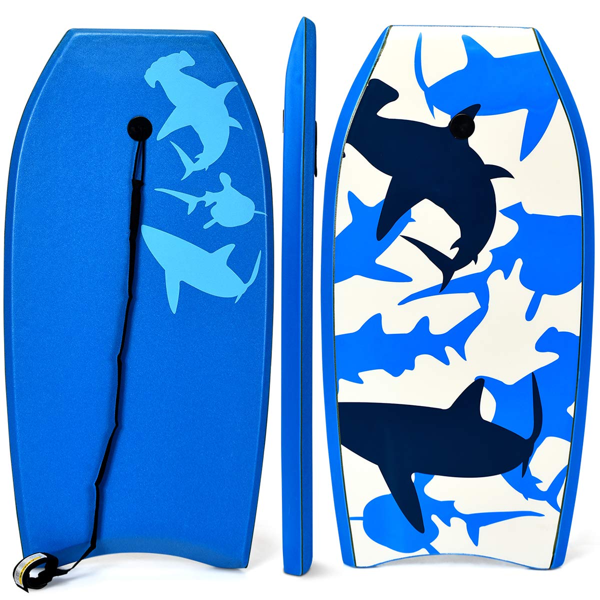 COSTWAY Bodyboard con Correa, Tabla de Surf Ligera para Niños Resistente de XPE, EPS y HDPE, Tabla de Surf Ligera con Cuerda y Correa para Muñeca