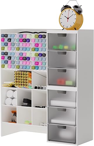 Organizador de escritorio de plástico blanco Almacenamiento apilable de suministros de escritorio de oficina, estacionario, marcador, organizador