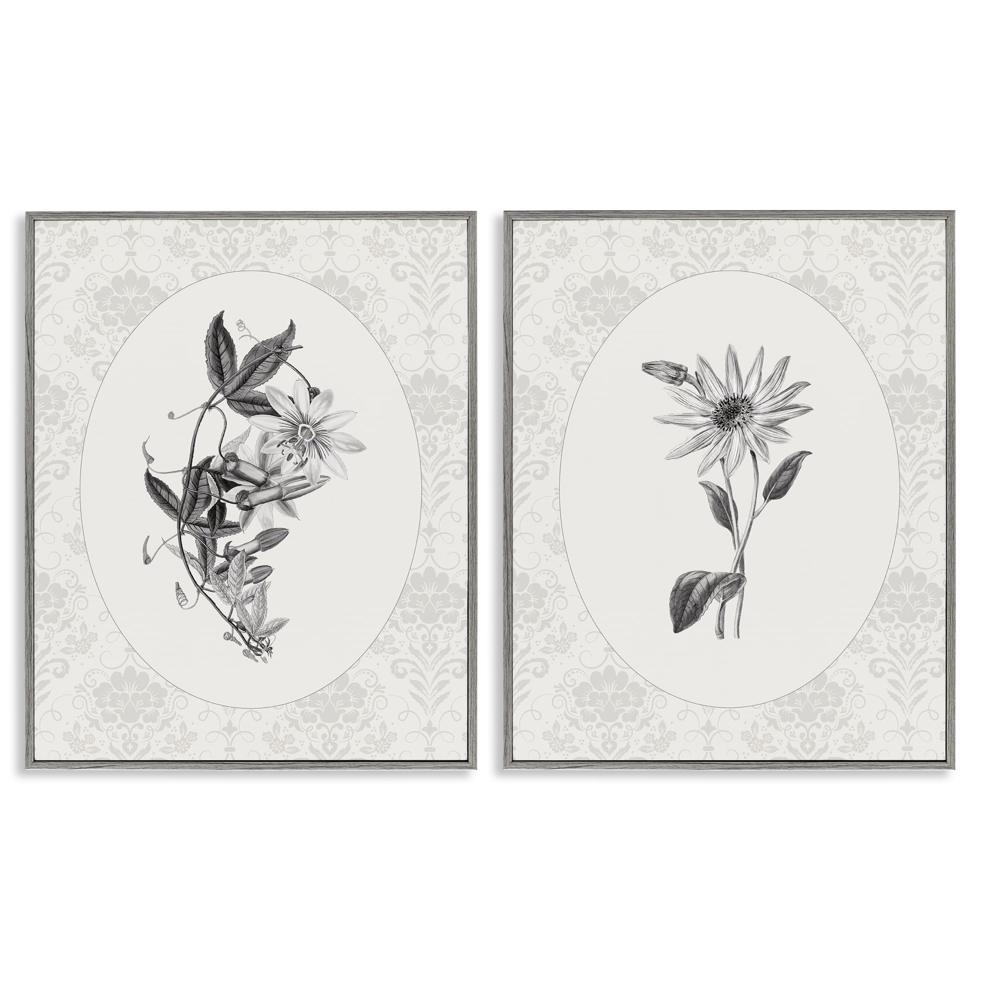 Stupell Industries Vintage Floral Lace Vintage Flowers And Lace Floral, 16 X 20 Inch Framed Giclée Print Set