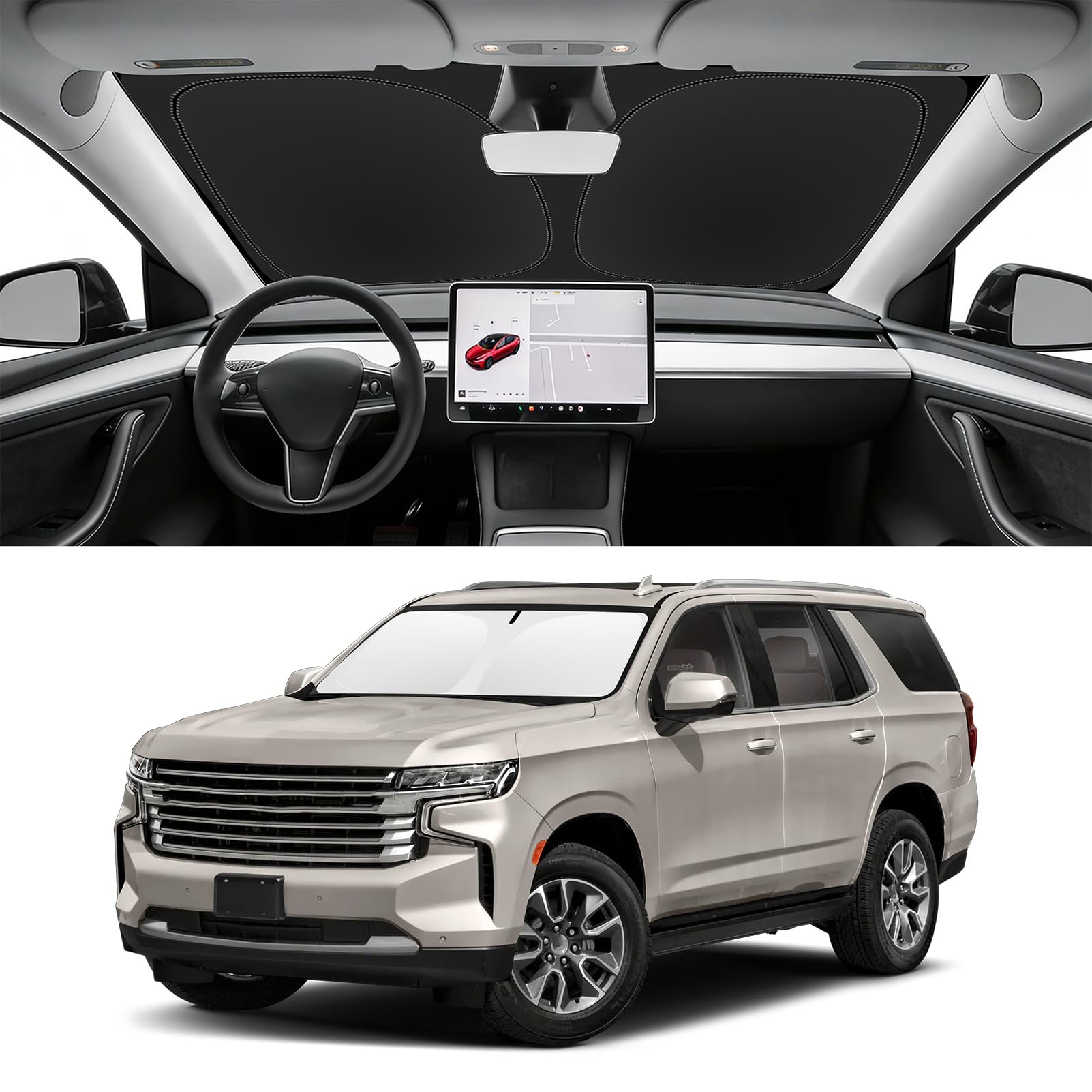 Custom Fit Windshield Sun Shade for Chevy Tahoe 2021-2026