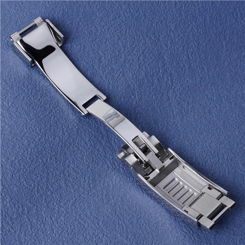 Fermoir Coulissant en Acier Inoxydable 9 mm x 9 mm avec Boucle de Montre – Finition polie brossée for Bracelets de Montre Seiko 5 et Rolex(All Gold)