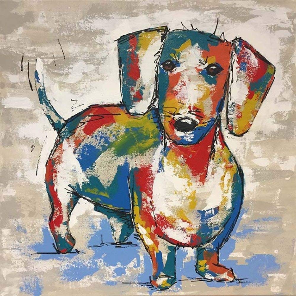 Impression teckel graffiti grand format 100x100 cm sans cadre style urbain abstrait - 7