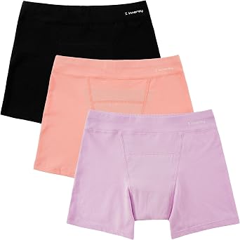 INNERSY Girls Period Underwear Cotton Boyshorts 3-Pack