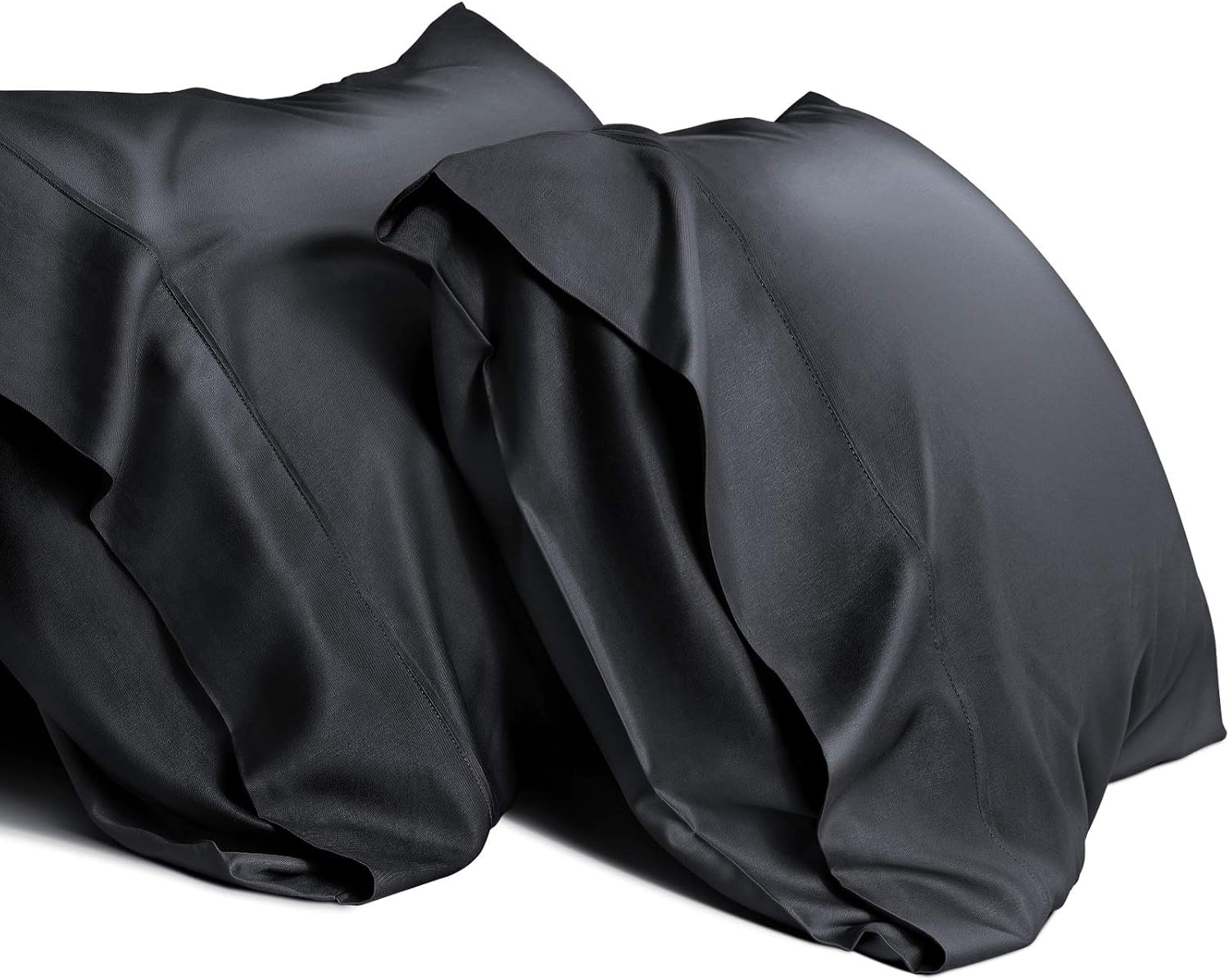 Cooling Queen Pillowcases Set of 2 Breathable Cool Silky Soft Rayon Derived from Bamboo Fabric, Moisture Wicking for Hot Sleepers, Hair and Skin Friendly, Black, 2 Pack, 20x30IN