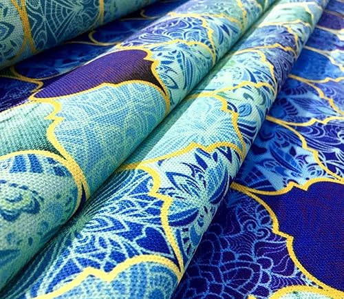 Miniatura 9 de Tela de tapicería estampada marroquí turquesa étnica (39.4 inx55.1 in)