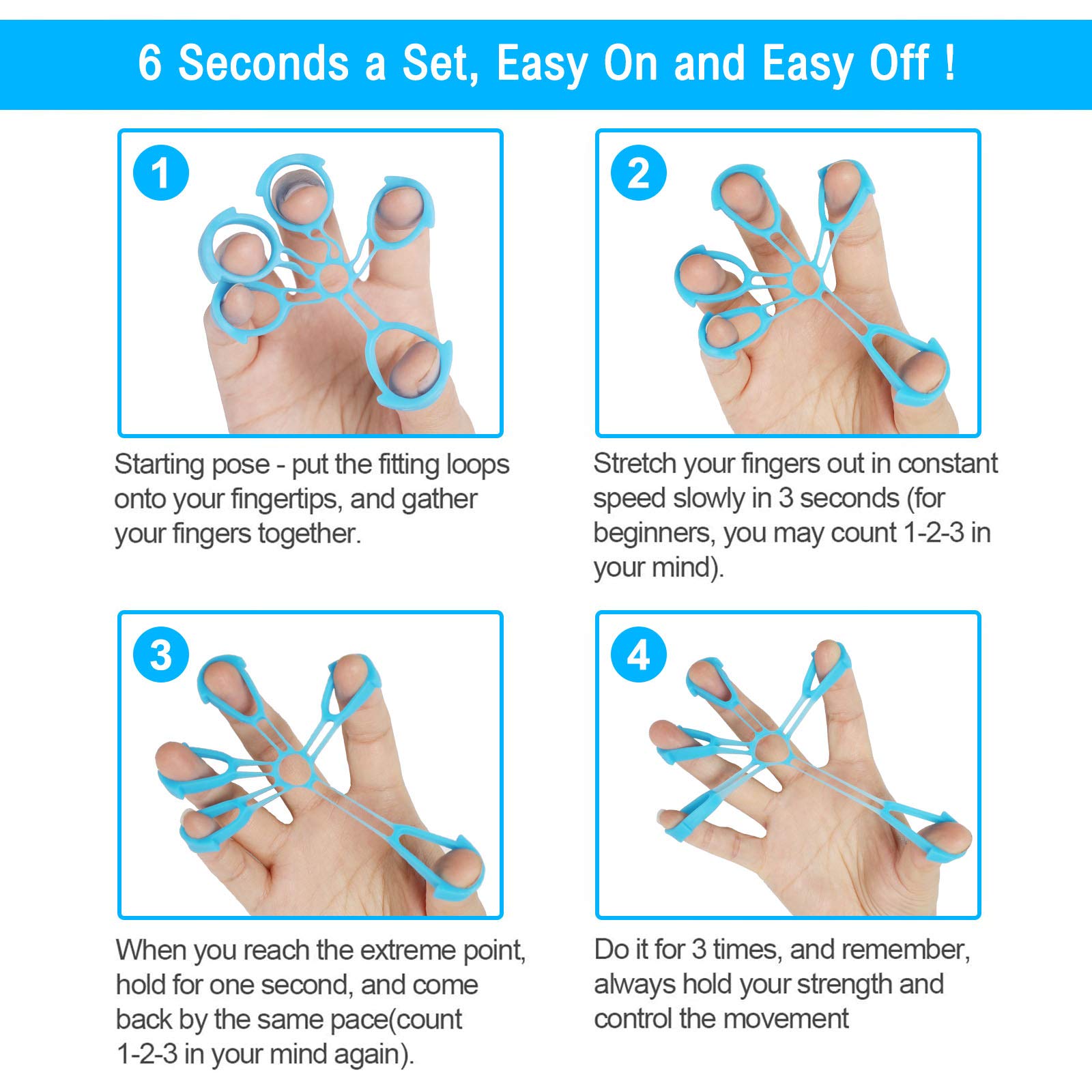 Fanwer Finger Strengthener & Finger Stretcher Hand Extensor Exerciser Set for Arthritis Carpal Tunnel Exercise to Improve Grips Performance for Elderly (3 Levels) — Amazon image 5
