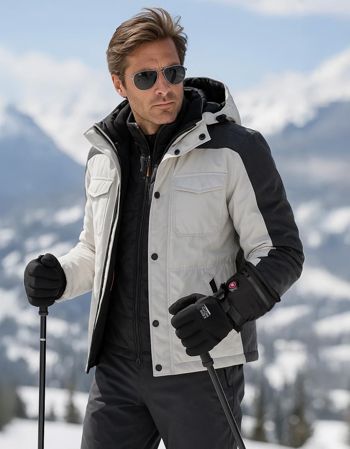 KEMIMOTO Beheizbare Handschuhe mit 2500mAh Akku, Elektrisch Winter Thermohandschuhe Herren und Damen für -10°C~ -5°C, Beheizte Winter Angelhandschuhe für Skifahren, Wandern