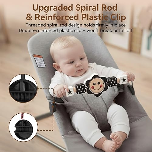 Miniatura 3 de Baby Bouncer - Barra de juguete compatible con Baby Bjorn, accesorio de juguete de madera para gorila, juguetes sensoriales giratorios para bebés,