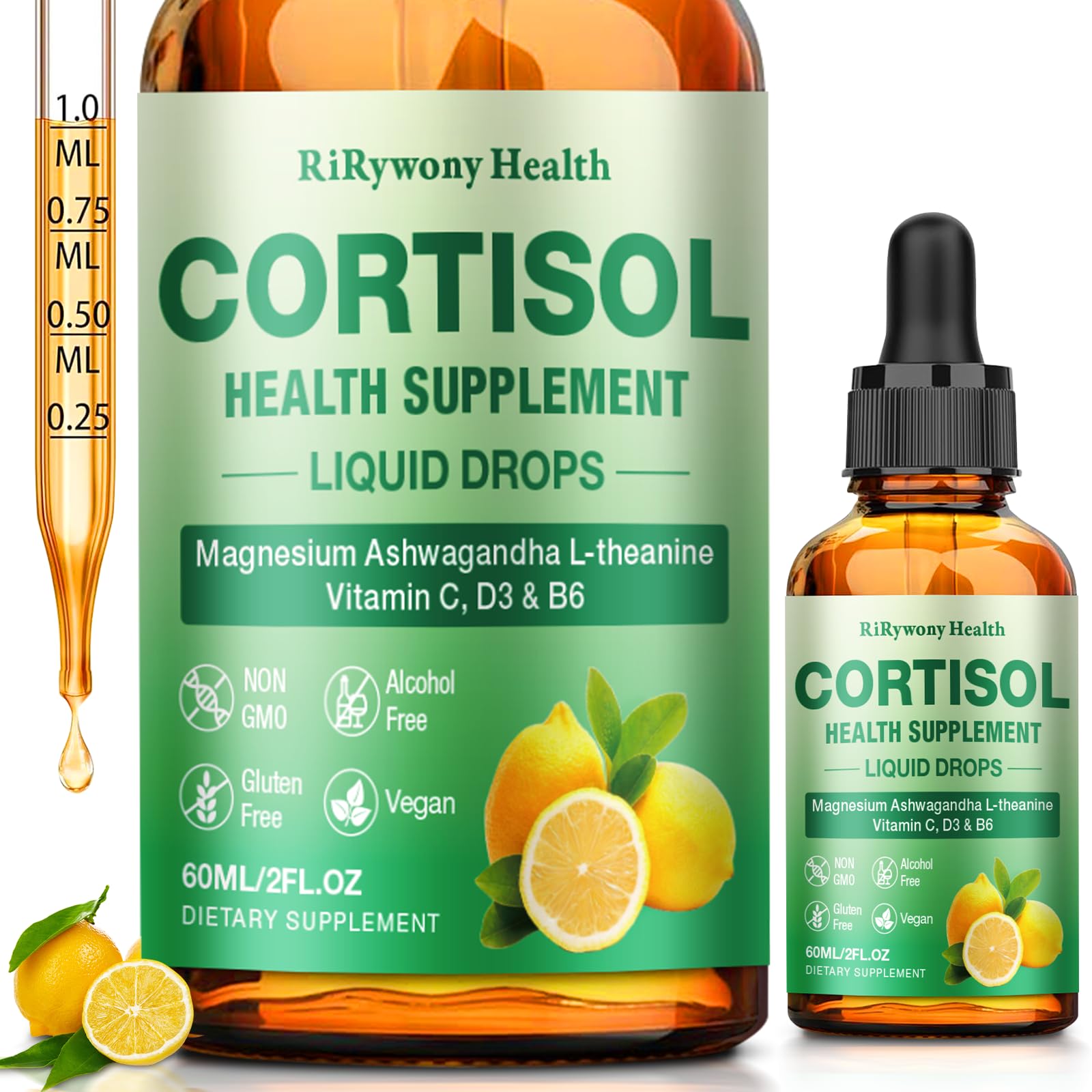 Cortisol Supplements for Women & Men - Cortisol Detox Reducer Magnesium Glycinate, Ashwagandha, L-Theanine, Phosphatidylserine - Hormone Balance for Calm Mood F