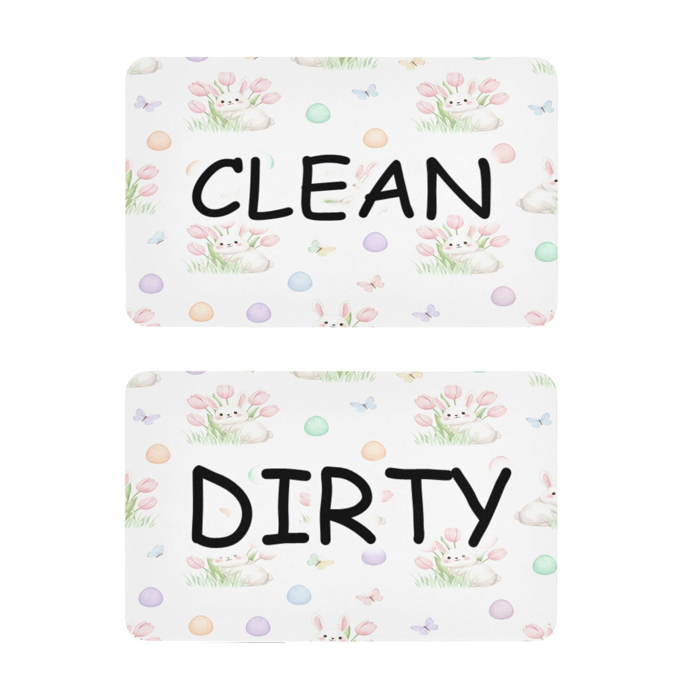 Kutsu Dishwasher Magnet Clean Dirty Sign Indicator, Bunny Fridge Magnet, Easy to Read, 2 Pack