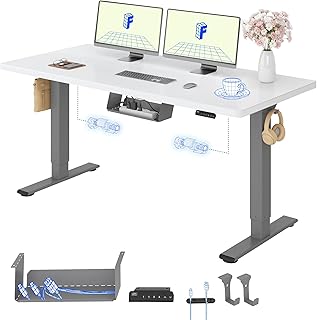 FLEXISPOT Höhenverstellbarer Schreibtisch mit 2 Motoren & 25MM EINTEILIGER Tischplatte 160x80 cm, Ergonomischer Bürotisch Elektrisch mit Kabelmanagement, Memory Funktion & Höhenanzeige