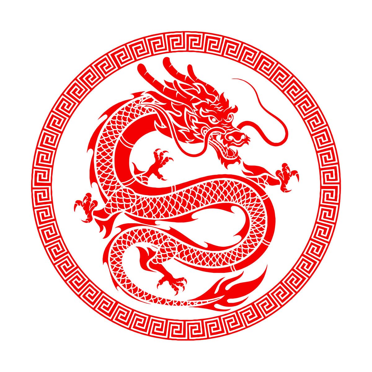 Vinyl Wall Stickers Chinese Dragon Asian Style 36x36cm Multiple Size Options Small red