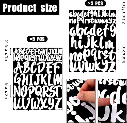 Miniatura 2 de 10 hojas de calcomanías de letras de vinilo impermeables, de 1 pulgada y 2 pulgadas, autoadhesivas, letras minúsculas, calcomanías para