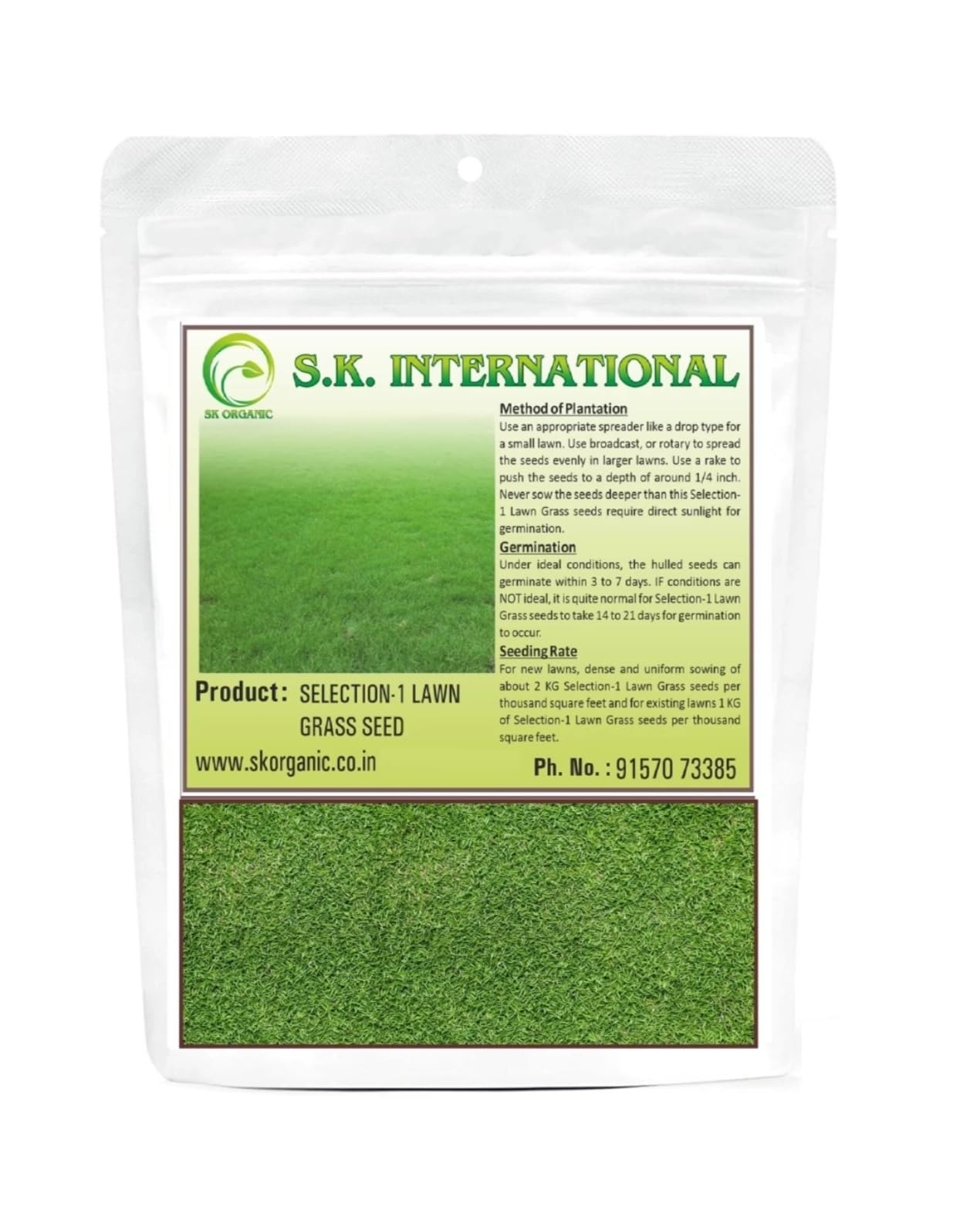 SK Organic Selection 1 Lawn (Doob) Grass seeds for Garden and Farmhouse (250 Gm)