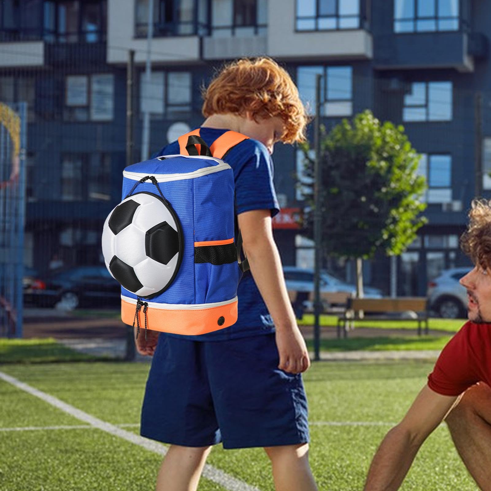 Zaino da calcio per giovani, borsa da basket, grande capacità, zaino da pallavolo, con scomparto per pallacanestro, pallavolo, calcio