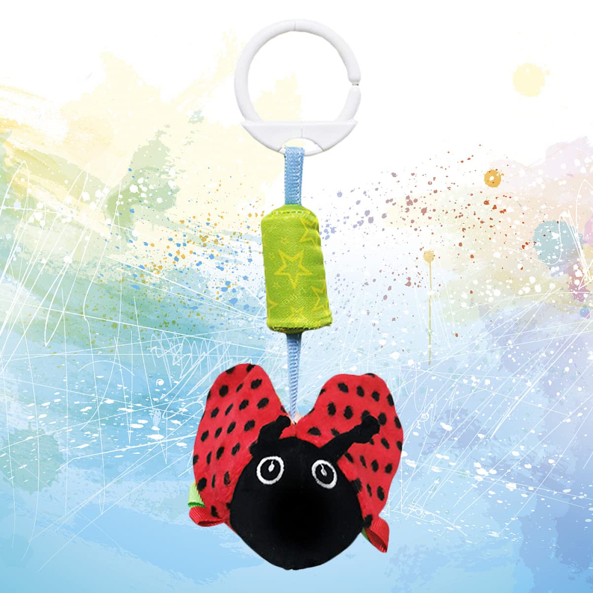 BRIGHTFUFU Animal Shaped Pendant Rattles for Cradle Stroller Bedside Develops Tactile Senses Coordination Present for Newborns