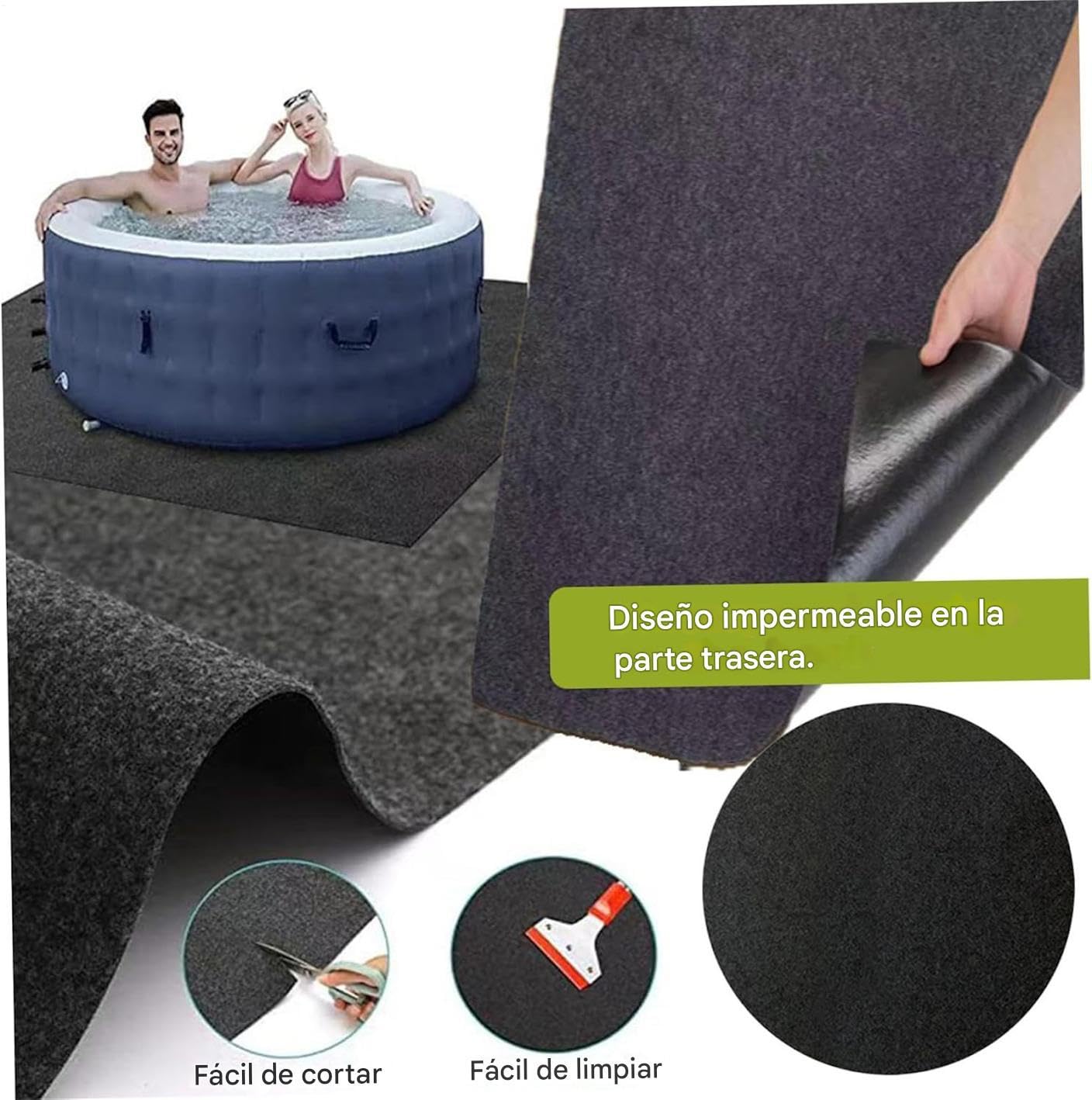 Almohadilla Inflable Protector Absorbente | Base De Suelo Para Piscina Spa De 3,7 Metros para Interior, Exterior, Jardín, Patio, , Césped,