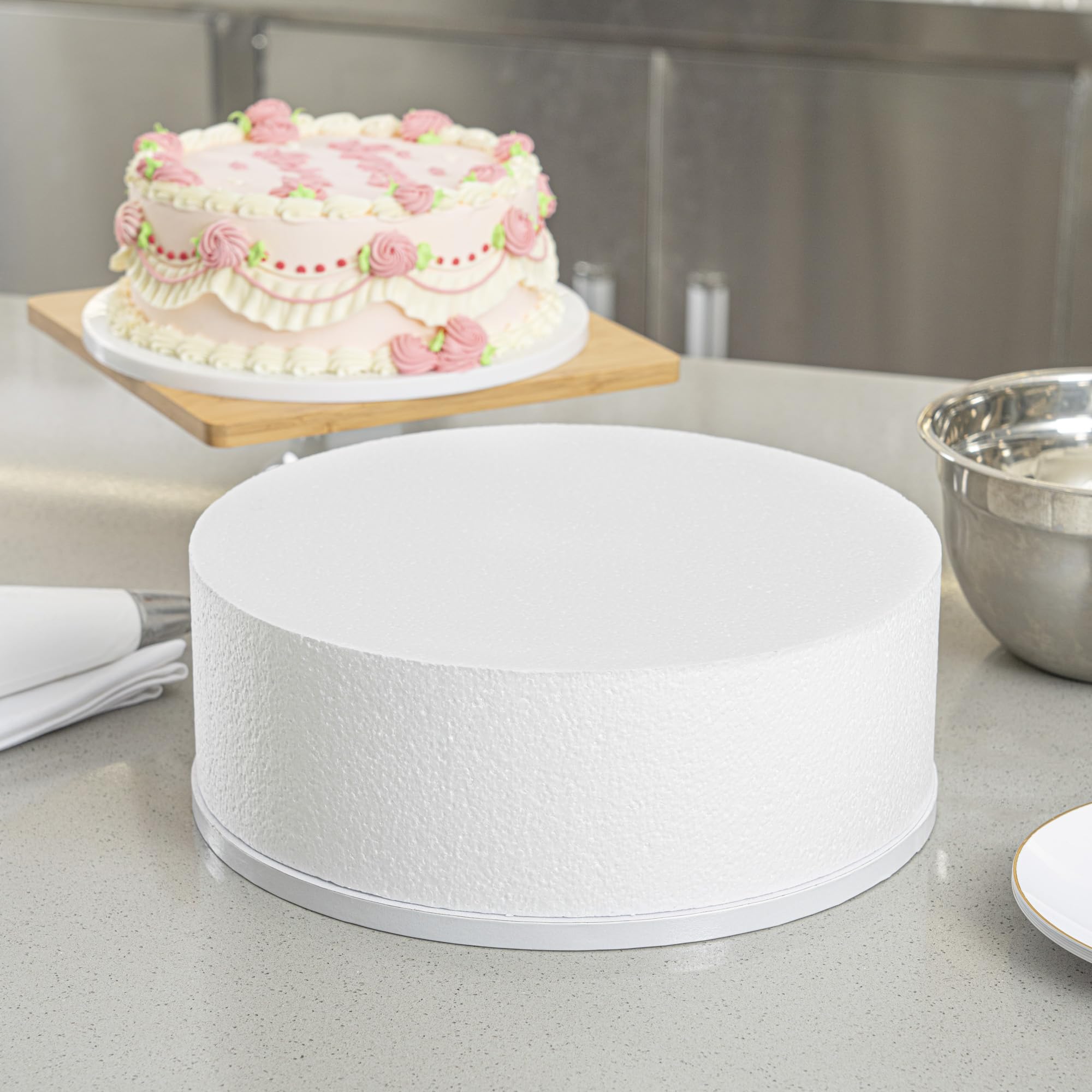 Restaurantware Pastry Tek - Chupete redondo de espuma para tartas de 12 x 4 pulgadas, 24 unidades, reutilizable, ligero, duradero, herramienta de espuma reutilizable de polietileno resistente a la