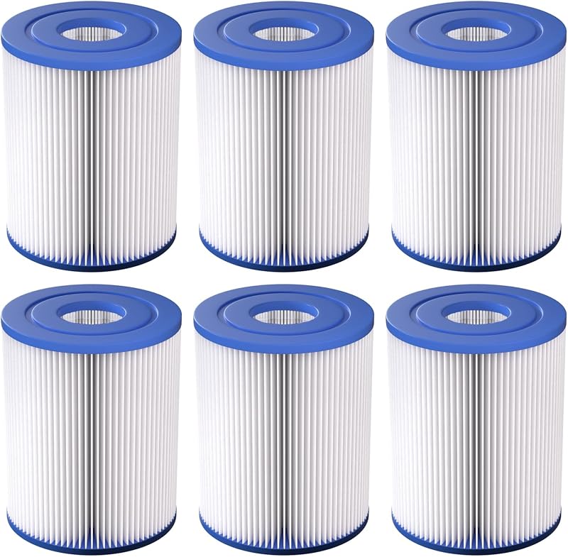 Type I Pool Filter Cartridge, 58093 Replacement Filter Cartridge for 300/330 Gal/H Filter Pump, Compatible with Summer Waves Above Ground Swimming Pool Pump (6 Pack)