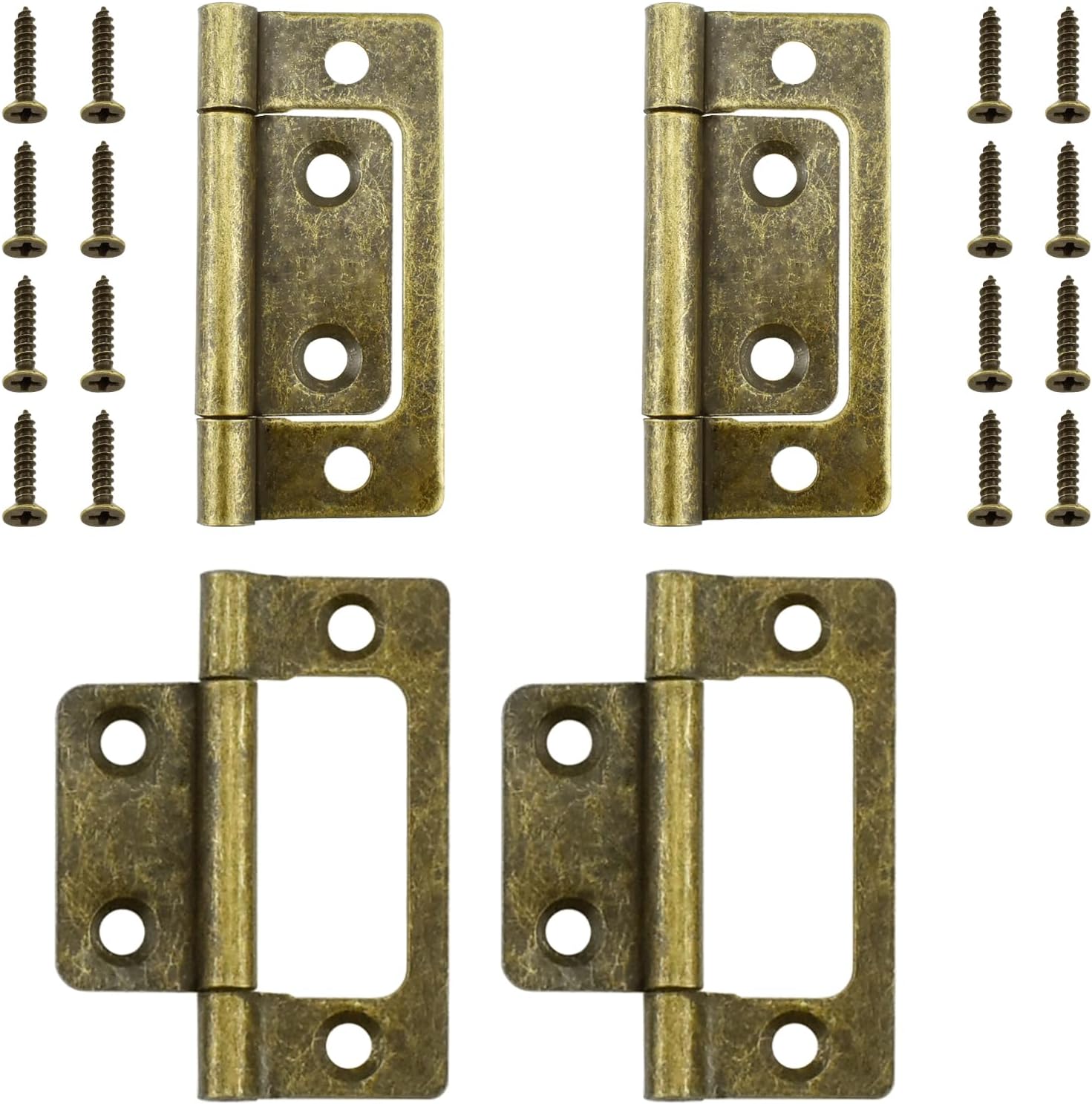 SDTC Tech 4-Pack Non-Mortise Door Hinges Bifold Butt Cabinet Hinges with Screws for Furniture Windows Cupboard etc. - 2 x 0.9 Inch, Bronze