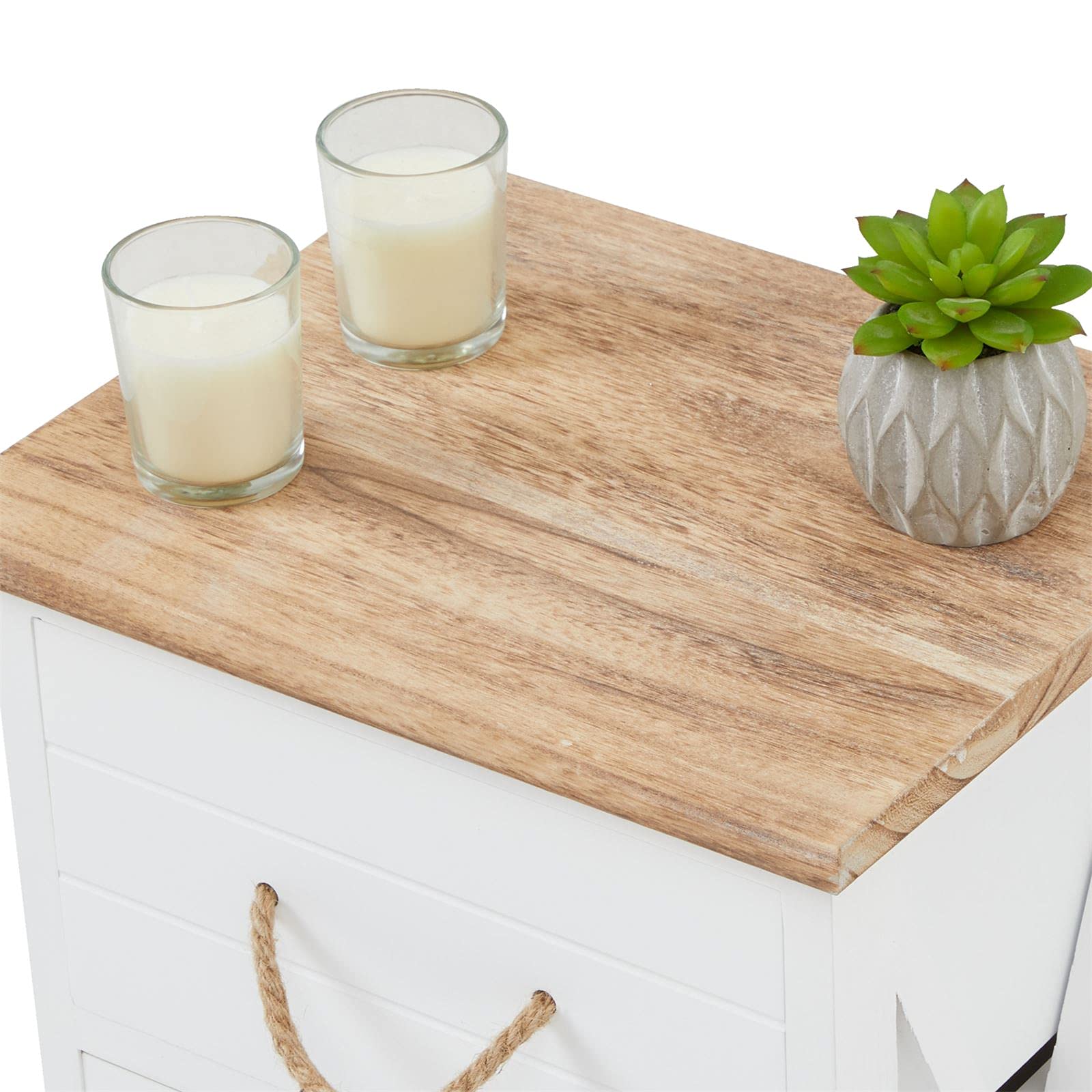 IDIMEX Table de Chevet Perugia Table de Nuit 3 tiroirs en Bois de Paulownia Style Shabby Chic Vintage Rustique campagnard Blanc
