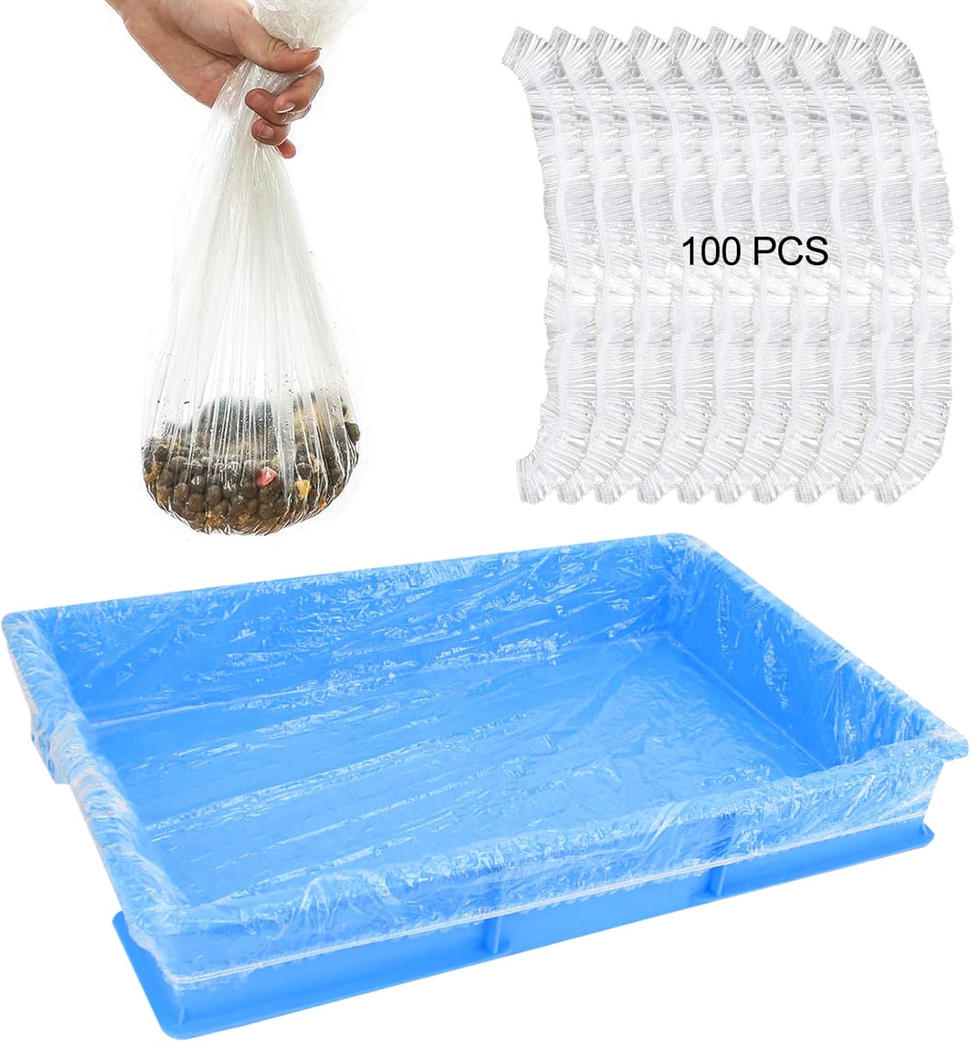 Fhiny 13.8” x 9.9” Disposable Guinea Pig Cage Liner, 100 PCS Plastic Rabbit Tray Liner Leak Proof Small Animal Litter Pan Bags Universal Hamster Cage Toilet Film for Bunny Chinchilla Hedgehog Bird