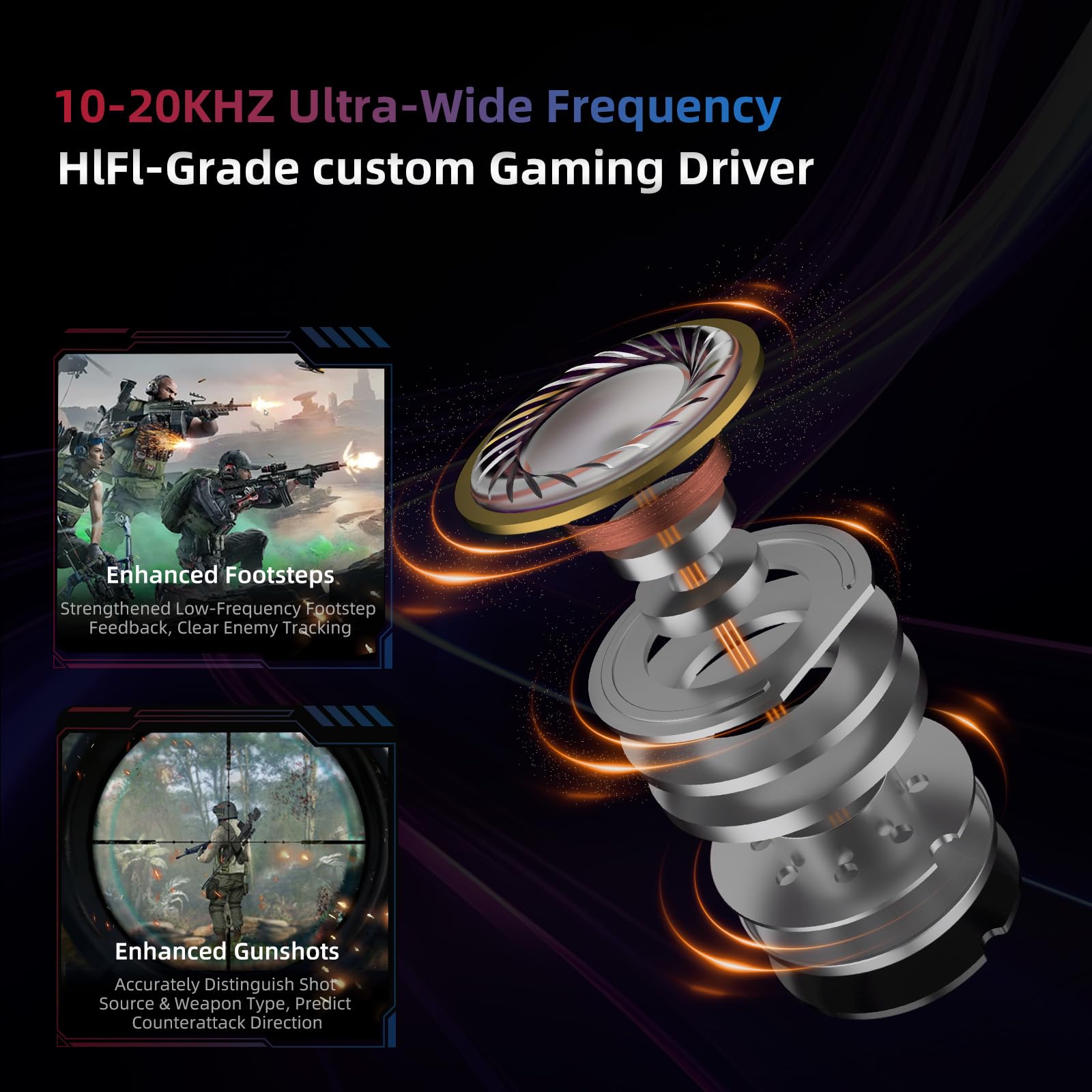 KZ AXAS Słuchawki douszne do gier, douszne monitor dla graczy FPS, słuchawki HIFI z mikrofonem, odpowiednie zarówno do gier, jak i do muzyki, 4 tryby EQ, słuchawki IEM z odłączanym kablem OFC 2Pin