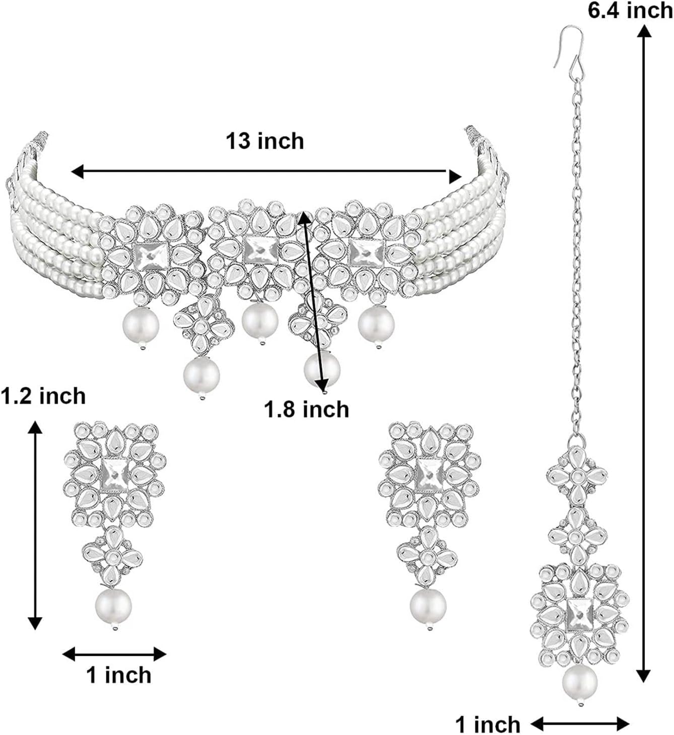 I Jewels Valentines Day Gifts For Her Gold Plated Indian Bollywood Light Weighted Kundan Pearl Studded Jewelry Set for Women (ML224)