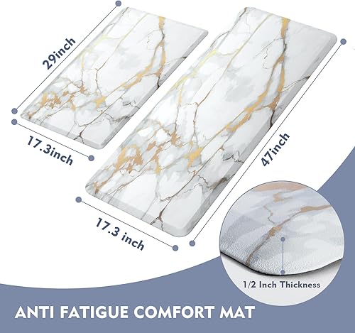 Miniatura 2 de Alfombras y tapetes de cocina antifatiga, juego de 2 alfombrillas de cojín cómodo, 12 de grosor antideslizante, tapete acolchado impermeable para