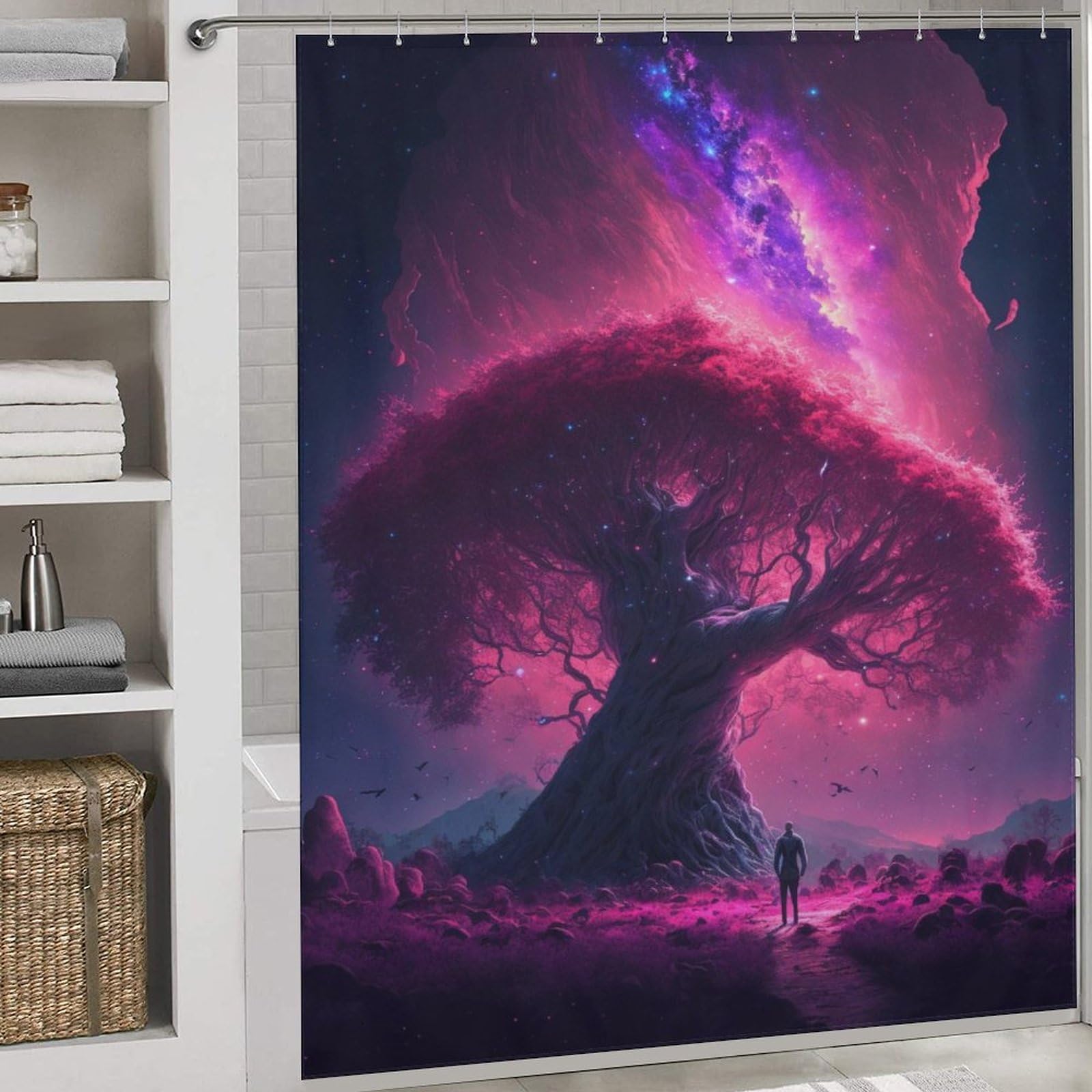 Rideau de douche tissu polyester étanche 183x183 cm facile à nettoyer