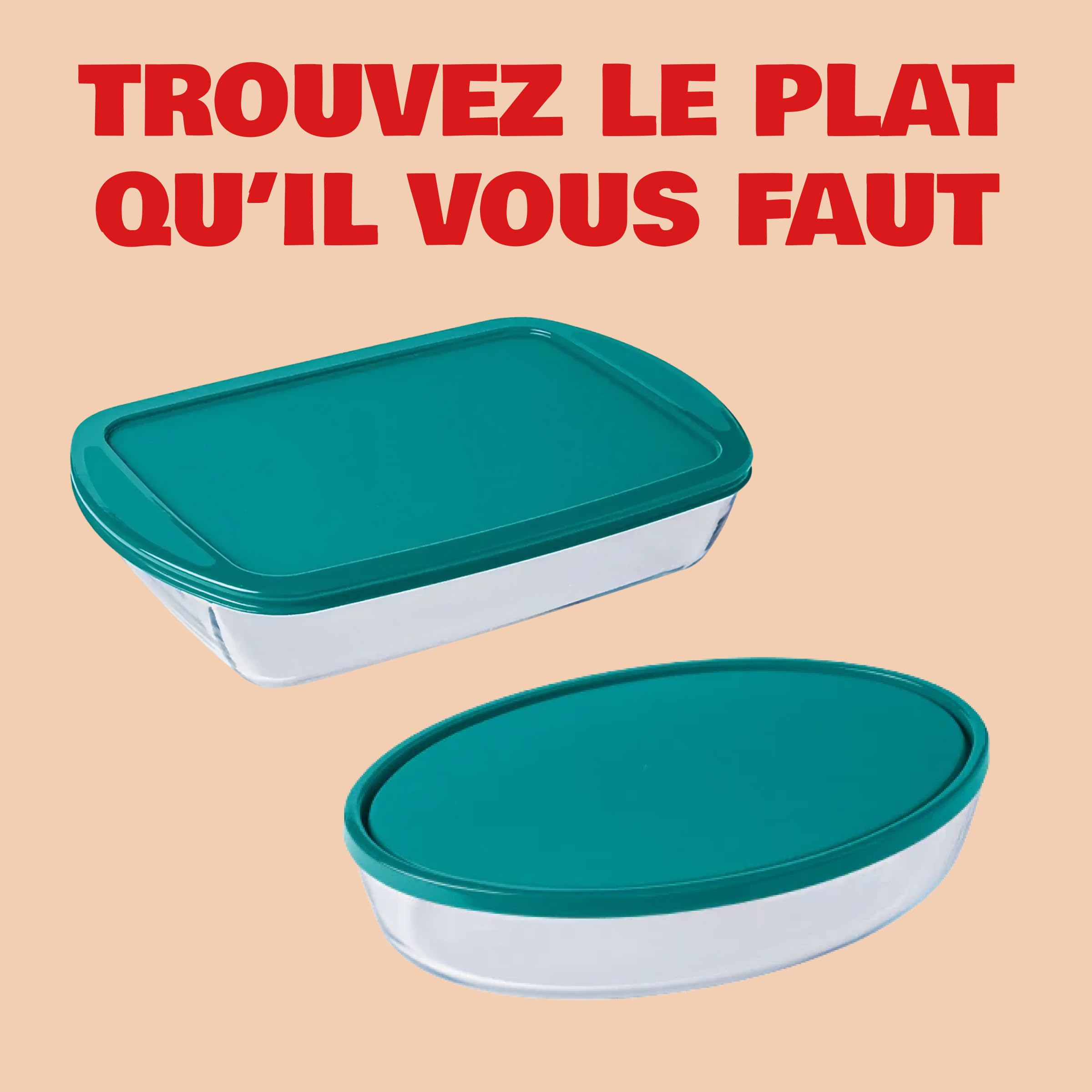 Pyrex - Plat à Four 40x27- Plat en Verre avec Couvercle Rectangulaire Vert - Profond et Empilable avec Poignées Pratiques 2 en 1 - Verre Borosilicate - Ustensile de Cuisine - Fontaines avec Poignées