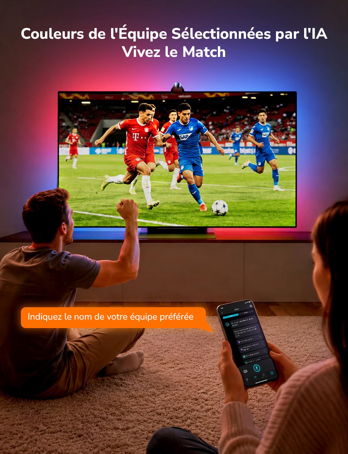 Lepro STV1 IA Rétroéclairage TV 3.6M pour TV 55"-65" avec Caméra