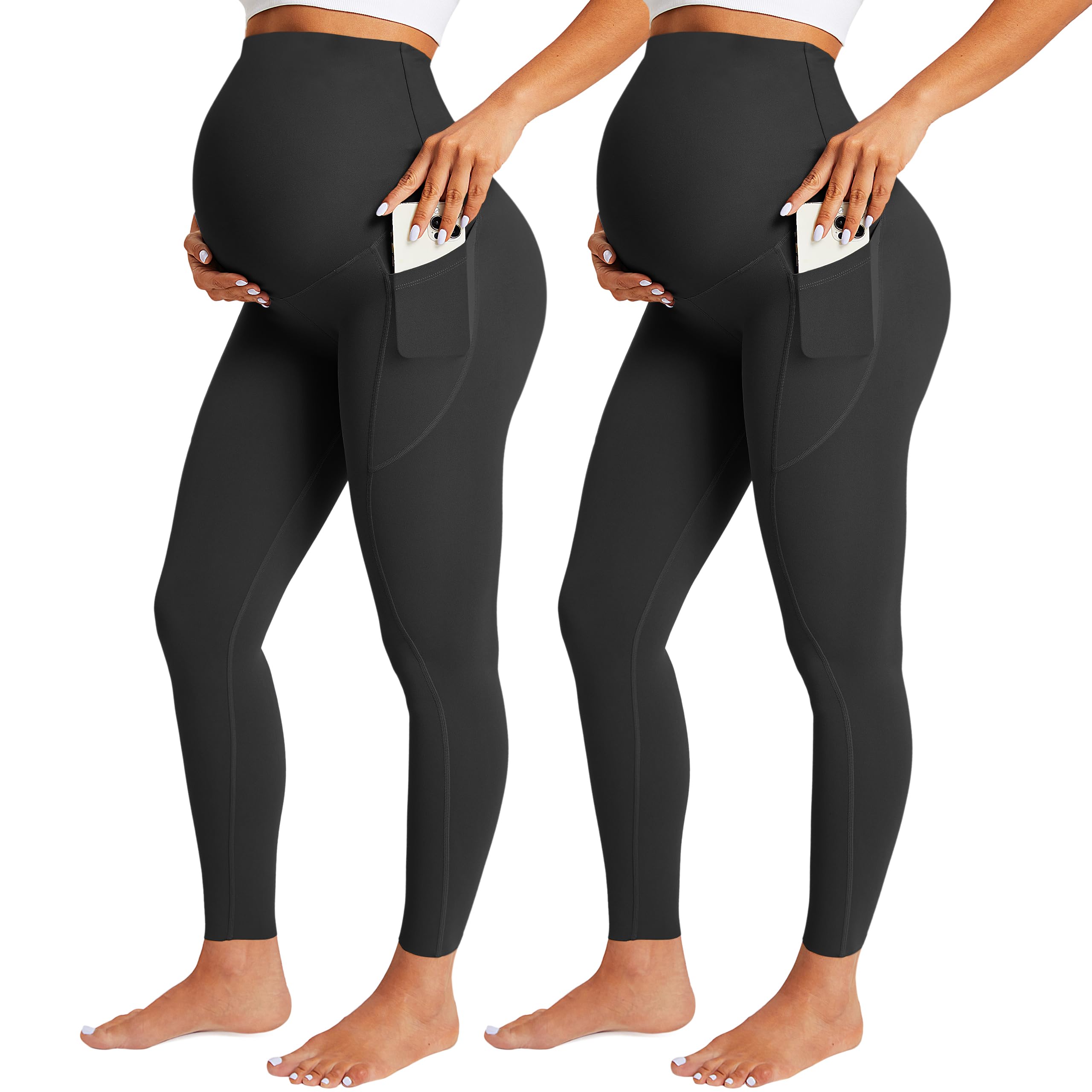 BONVIGOR Nudi Schwangerschaftsleggings über dem Bauch, Schwangerschaftsleggings mit Taschen, Workout, Activewear, Yogahose